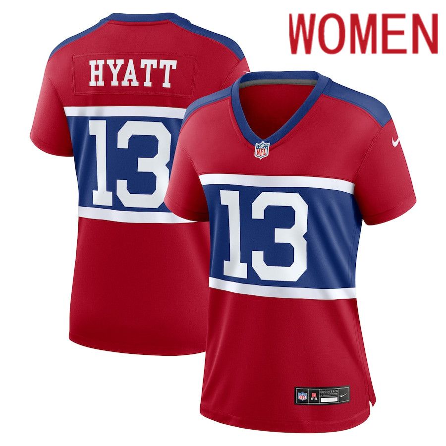 Women New York Giants #13 Jalin Hyatt Nike Century Red Alternate Player Game NFL Jersey